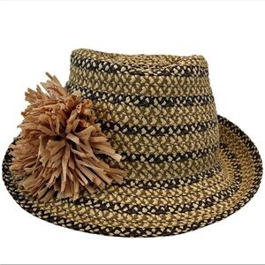 Eric Javits New York PomPom Fedora Squishee Hat UPF 50+ EUC